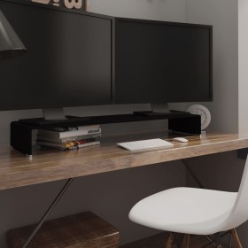 TV stand/Monitor lift black glass 110x30x13 cm by vidaXL, TV Furniture - Ref: Foro24-244140, Price: 110,86 €, Discount: %