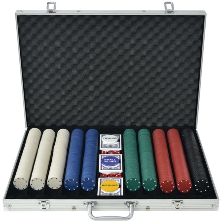 Poker game with 1000 chips and aluminum briefcase by vidaXL, Poker cases and chips - Ref: Foro24-80181, Price: 74,54 €, Disco...