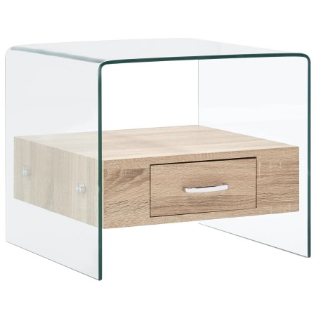 Mesa de centro con cajón vidrio templado 50x50x45 cm de , Mesas de centro - Ref: Foro24-284724, Precio: 166,57 €, Descuento: %