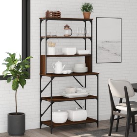 Kitchen shelf 6 levels oak wood brown 90x40x180 cm by , Kitchen utensil containers - Ref: Foro24-834224, Price: 107,99 €, Dis...