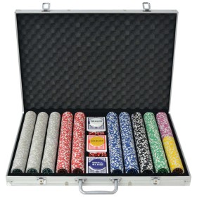 Juego de Póker con 1000 fichas láser maletín de aluminio de vidaXL, Estuches y fichas de póquer - Ref: Foro24-80185, Precio: ...