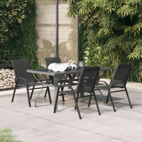 Juego de comedor de jardín 5 piezas gris y negro de , Conjuntos de jardín - Ref: Foro24-3095981, Precio: 271,50 €, Descuento: %