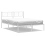 Estructura de cama de metal con cabecero blanca 150x200 cm de , Camas y somieres - Ref: Foro24-372230, Precio: 99,33 €, Descu...