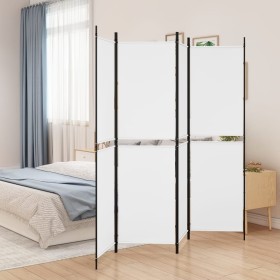 Divider screen with 4 white fabric panels 200x180 cm by , Room dividers - Ref: Foro24-350214, Price: 38,99 €, Discount: %