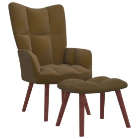 Relaxation armchair with brown velvet stool by , Armchairs - Ref: Foro24-328070, Price: 123,99 €, Discount: %