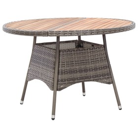 Gray acacia wood synthetic rattan garden table 115x74 cm by , Garden tables - Ref: Foro24-46071, Price: 199,69 €, Discount: %