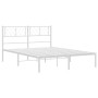 Estructura de cama de metal con cabecero blanca 135x190 cm de , Camas y somieres - Ref: Foro24-372227, Precio: 92,17 €, Descu...