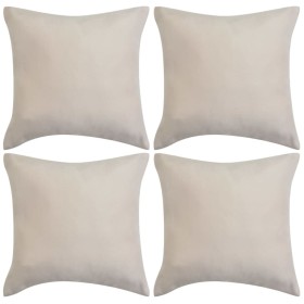 Fundas de cojín 4 uds 50x50 cm poliéster gamuza beige de vidaXL, Cojines - Ref: Foro24-131929, Precio: 19,12 €, Descuento: %