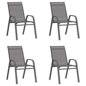 Stackable garden chairs 4 gray textilene units by , Garden chairs - Ref: Foro24-318781, Price: 128,91 €, Discount: %