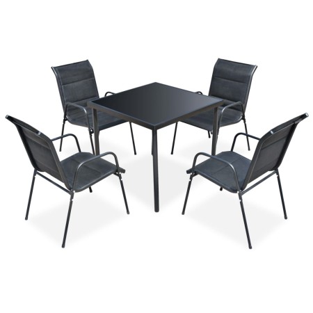 Juego de comedor de jardín 5 piezas de acero negro de , Conjuntos de jardín - Ref: Foro24-43312, Precio: 305,21 €, Descuento: %