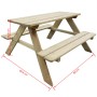 Children's picnic table pine wood 89x89.6x50.8 cm by vidaXL, Garden tables - Ref: Foro24-274307, Price: 50,92 €, Discount: %