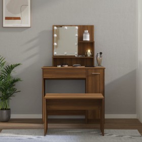 Brown Oak Plywood LED Vanity Set by , Bedroom Dressers - Ref: Foro24-3114122, Price: 123,99 €, Discount: %