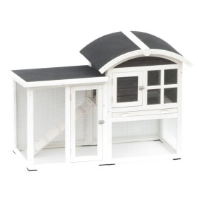 @Pet Rabbit Hutch Piazza white and black 130x62x90.5 cm 20085 by @Pet, Cages and habitats for small animals - Ref: Foro24-413...