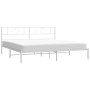 Estructura de cama de metal con cabecero blanco 193x203 cm de , Camas y somieres - Ref: Foro24-355518, Precio: 103,52 €, Desc...