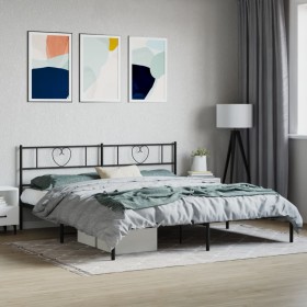 Bed frame with black metal headboard 183x213 cm by , Beds and slatted bases - Ref: Foro24-355468, Price: 103,38 €, Discount: %