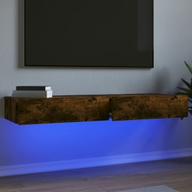 TV cabinets with LED lights 2 pcs smoked oak 60x35x15.5 cm by , TV Furniture - Ref: Foro24-842897, Price: 82,63 €, Discount: %