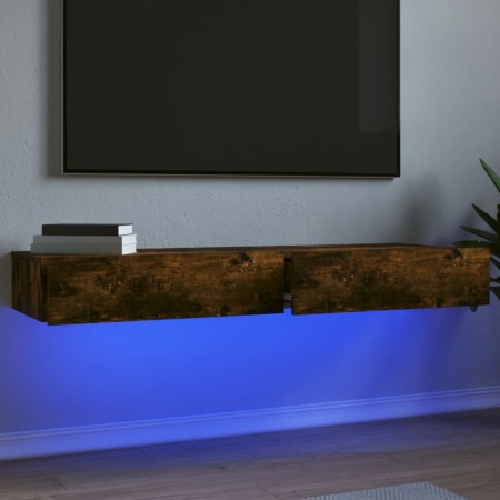 Muebles de TV con luces LED 2 uds roble ahumado 60x35x15,5 cm de , Muebles TV - Ref: Foro24-842897, Precio: 82,52 €, Descuent...