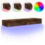 TV cabinets with LED lights 2 pcs smoked oak 60x35x15.5 cm by , TV Furniture - Ref: Foro24-842897, Price: 82,52 €, Discount: %