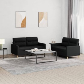 Sofa set with cushions 2 pieces black fabric by , Sofas - Ref: Foro24-3201572, Price: 485,62 €, Discount: %