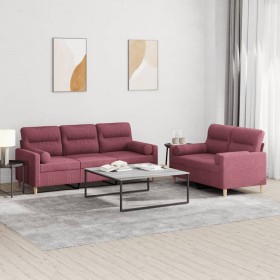 Sofa set with cushions 2 pieces red fabric by , Sofas - Ref: Foro24-3201622, Price: 542,90 €, Discount: %