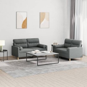 Sofagarnitur mit Kissen 2-teilig aus dunkelgrauem Stoff von , Sofas - Ref: Foro24-3201585, Preis: 512,21 €, Rabatt: %