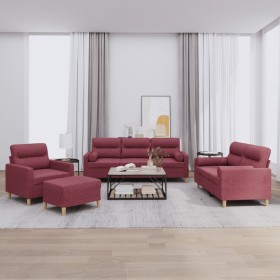 Sofa set with cushions 4 pieces red fabric by , Sofas - Ref: Foro24-3201566, Price: 750,99 €, Discount: %