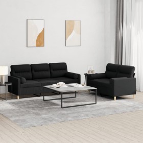 Sofa set with cushions 2 pieces black fabric by , Sofas - Ref: Foro24-3201620, Price: 559,72 €, Discount: %