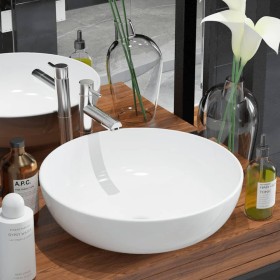 Round white ceramic sink 41.5x13.5 cm by vidaXL, Sinks - Ref: Foro24-142337, Price: 59,99 €, Discount: %