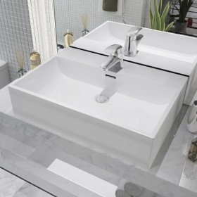 Lavabo con orificio para grifo cerámica 60,5x42,5x14,5 cm blanco de vidaXL, Lavabos - Ref: Foro24-142347, Precio: 118,99 €, D...