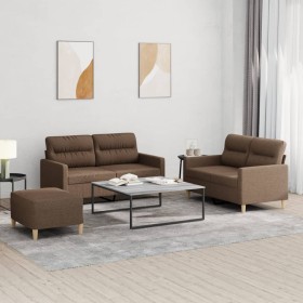 Sofa set with cushions 3 pieces brown fabric by , Sofas - Ref: Foro24-3201579, Price: 514,76 €, Discount: %