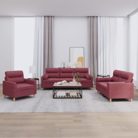 Sofa set with cushions 3 pieces red fabric by , Sofas - Ref: Foro24-3201558, Price: 698,16 €, Discount: %