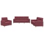 Sofa set with cushions 3 pieces red fabric by , Sofas - Ref: Foro24-3201558, Price: 698,16 €, Discount: %