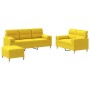 Sofa set with cushions 3 pieces light yellow fabric by , Sofas - Ref: Foro24-3201629, Price: 578,90 €, Discount: %