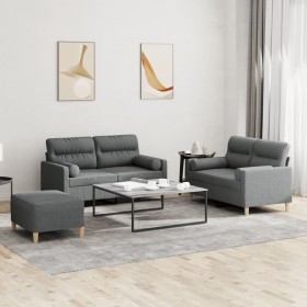 Sofagarnitur mit Kissen 3-teilig aus dunkelgrauem Stoff von , Sofas - Ref: Foro24-3201593, Preis: 546,99 €, Rabatt: %