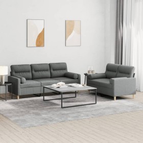 Sofa set with cushions 2 pieces dark gray fabric by , Sofas - Ref: Foro24-3201617, Price: 561,39 €, Discount: %