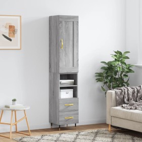 Aparador alto madera contrachapada gris Sonoma 34,5x34x180 cm de , Aparadores - Ref: Foro24-3200247, Precio: 102,99 €, Descue...