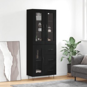 Aparador alto madera contrachapada negro 69,5x34x180 cm de , Aparadores - Ref: Foro24-3198626, Precio: 203,79 €, Descuento: %