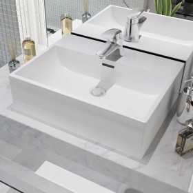 White ceramic washbasin with tap hole 51.5x38.5x15 cm by vidaXL, Sinks - Ref: Foro24-142346, Price: 87,99 €, Discount: %