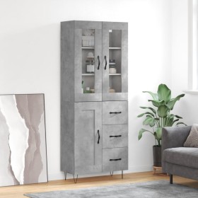 Concrete gray plywood tall sideboard 69.5x34x180 cm by , Sideboards - Ref: Foro24-3198693, Price: 169,99 €, Discount: %