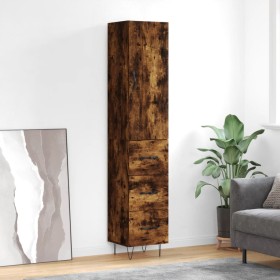 Aparador de madera contrachapada roble ahumado 34,5x34x180 cm de , Aparadores - Ref: Foro24-3198886, Precio: 108,22 €, Descue...