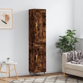 Aparador de madera contrachapada roble ahumado 34,5x34x180 cm de , Aparadores - Ref: Foro24-3200438, Precio: 96,99 €, Descuen...