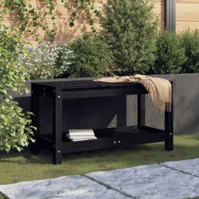 Solid black pine wood garden bench 82.5x35x45 cm by , garden benches - Ref: Foro24-832379, Price: 68,99 €, Discount: %