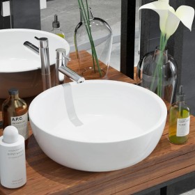 Round white ceramic washbasin 42x12 cm by vidaXL, Sinks - Ref: Foro24-142341, Price: 65,44 €, Discount: %