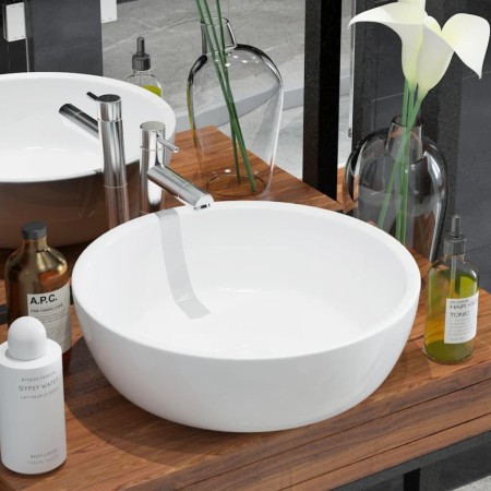 Round white ceramic washbasin 42x12 cm by vidaXL, Sinks - Ref: Foro24-142341, Price: 65,34 €, Discount: %