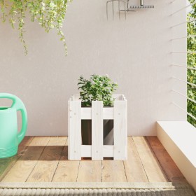 Planter fence design solid white pine wood 30x30x30 cm by , Pots and planters - Ref: Foro24-832443, Price: 19,06 €, Discount: %