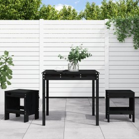 Garden table and chairs 3 pieces solid black pine wood by , Garden sets - Ref: Foro24-3157707, Price: 164,99 €, Discount: %