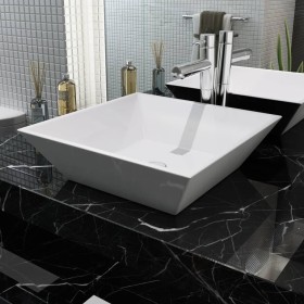 Square ceramic washbasin 41.5x41.5x12 cm white by vidaXL, Sinks - Ref: Foro24-142344, Price: 53,93 €, Discount: %