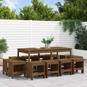 Garden dining set 13 pieces solid honey brown pine wood by , Garden sets - Ref: Foro24-3157724, Price: 628,29 €, Discount: %