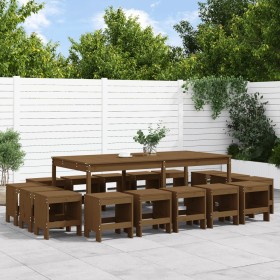 Garden dining set 17 pieces solid honey brown pine wood by , Garden sets - Ref: Foro24-3157730, Price: 868,94 €, Discount: %