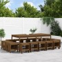 Set de comedor de jardín 17 pzas madera maciza pino marrón miel de , Conjuntos de jardín - Ref: Foro24-3157730, Precio: 868,9...